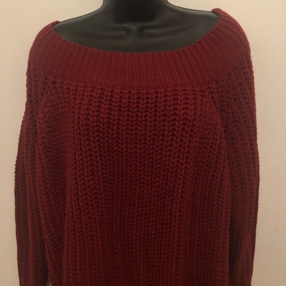 Fashion Nova distressed off shoulder sweater NWOT